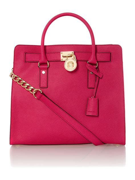 michael kors pink studded hamilton purse|Michael Kors Hamilton large satchel.